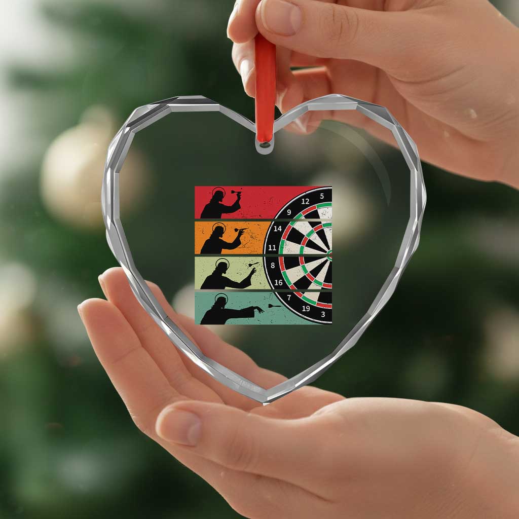 Vintage Darts Player Christian Faith Gift Heart Crystal Glass Ornament Jesus Bullseye Shooter - Wonder Print Shop