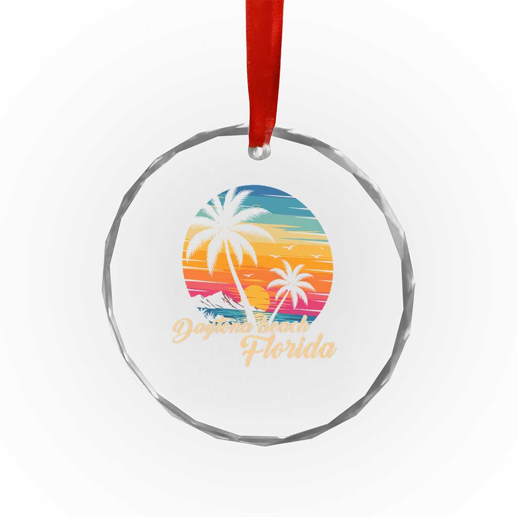 Vintage Daytona Beach Florida Crystal Glass Ornament Summer Vacation Graphic