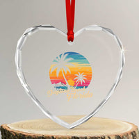 Vintage Daytona Beach Florida Heart Crystal Glass Ornament Summer Vacation Graphic