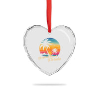 Vintage Daytona Beach Florida Heart Crystal Glass Ornament Summer Vacation Graphic