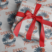 Vintage Destin Florida Beach Wrapping Paper Roll Sunset Palm Tree Graphic