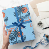 Vintage Destin Florida Beach Wrapping Paper Roll Sunset Palm Tree Graphic