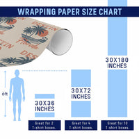 Vintage Destin Florida Beach Wrapping Paper Roll Sunset Palm Tree Graphic