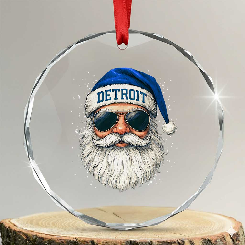 Vintage Detroit Football Christmas Crystal Glass Ornament Funny Retro Santa Lions Fan Xmas - Wonder Print Shop
