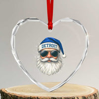 Vintage Detroit Football Christmas Heart Crystal Glass Ornament Funny Retro Santa Lions Fan Xmas - Wonder Print Shop