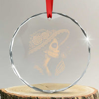 Vintage Dia de los Muertos Catrina Portrait Graphic Crystal Glass Ornament Gothic Sugar Skull Woman Blowing Dandelion
