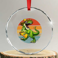 Vintage Dinosaur Taco Lover Crystal Glass Ornament Cinco De Mayo Gift
