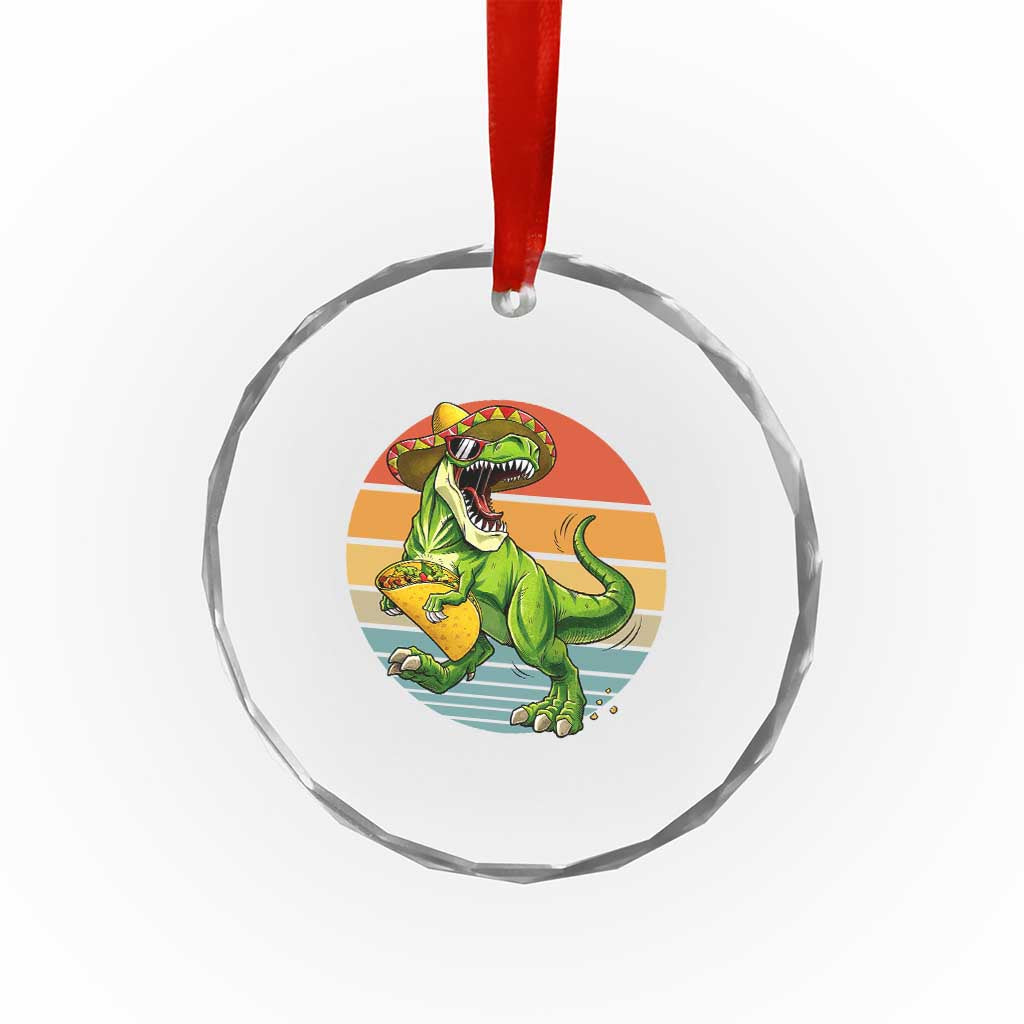 Vintage Dinosaur Taco Lover Crystal Glass Ornament Cinco De Mayo Gift