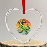 Vintage Dinosaur Taco Lover Heart Crystal Glass Ornament Cinco De Mayo Gift