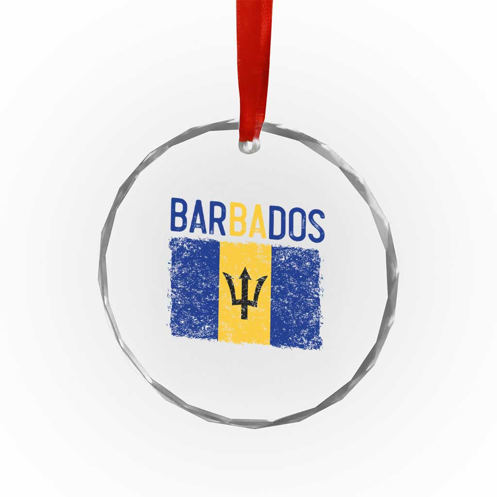 Vintage Distressed Barbados Flag Crystal Glass Ornament Bajan Caribbean Heritage Patriotic Pride Gift