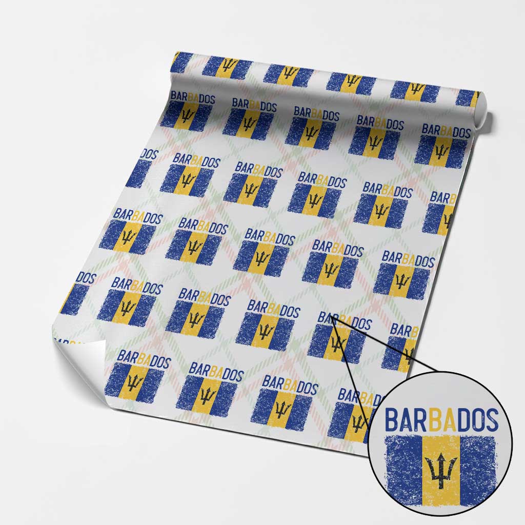 Vintage Distressed Barbados Flag Wrapping Paper Roll Bajan Caribbean Heritage Patriotic Pride Gift