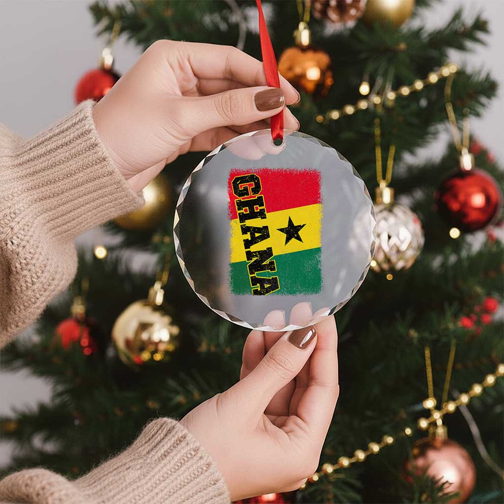 Vintage Distressed Ghana Flag Crystal Glass Ornament Ghanaian Heritage Africa Ghanese Roots