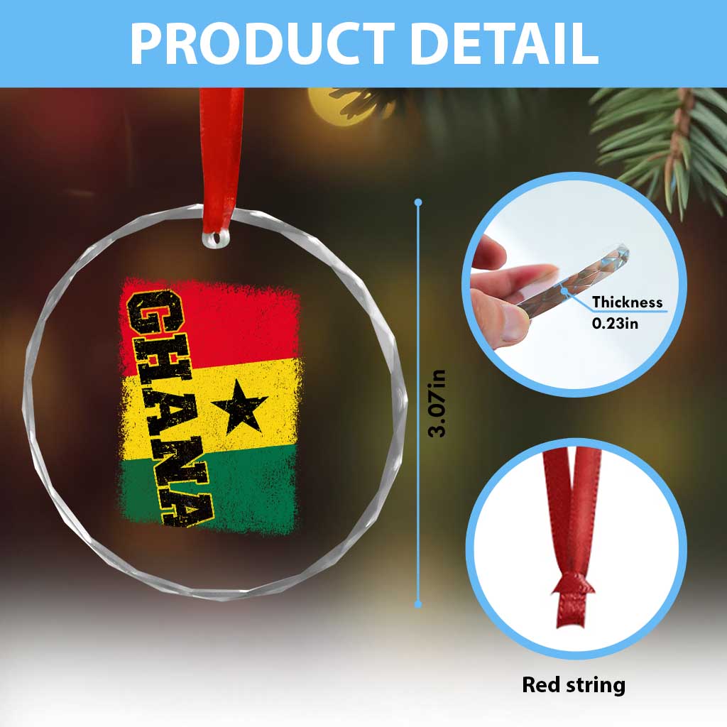 Vintage Distressed Ghana Flag Crystal Glass Ornament Ghanaian Heritage Africa Ghanese Roots