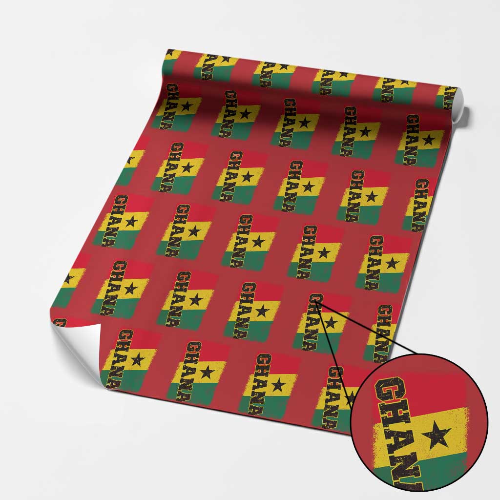 Vintage Distressed Ghana Flag Wrapping Paper Roll Ghanaian Heritage Africa Ghanese Roots