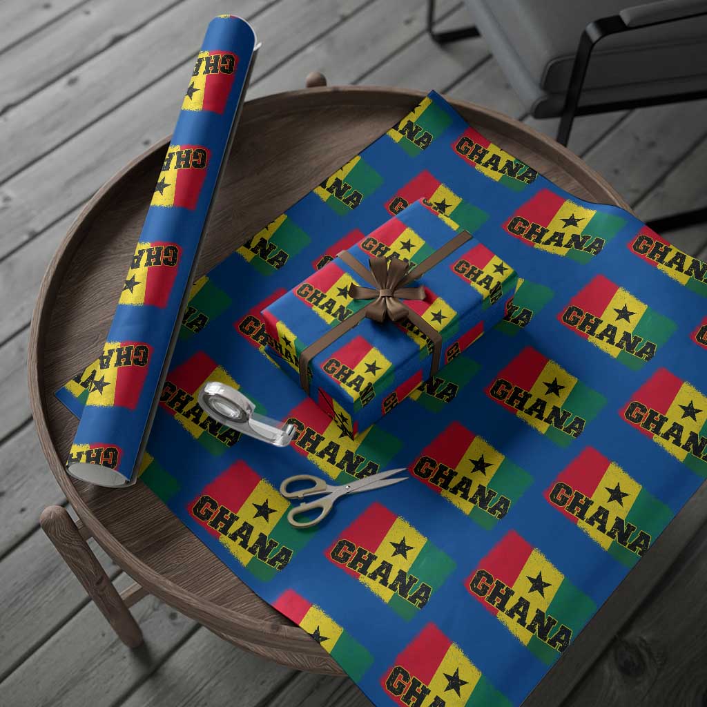 Vintage Distressed Ghana Flag Wrapping Paper Roll Ghanaian Heritage Africa Ghanese Roots