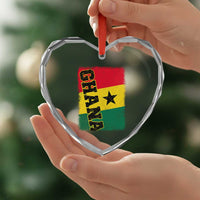 Vintage Distressed Ghana Flag Heart Crystal Glass Ornament Ghanaian Heritage Africa Ghanese Roots