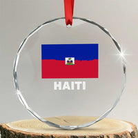 Vintage Distressed Haiti Flag Crystal Glass Ornament Haitian Heritage Pride