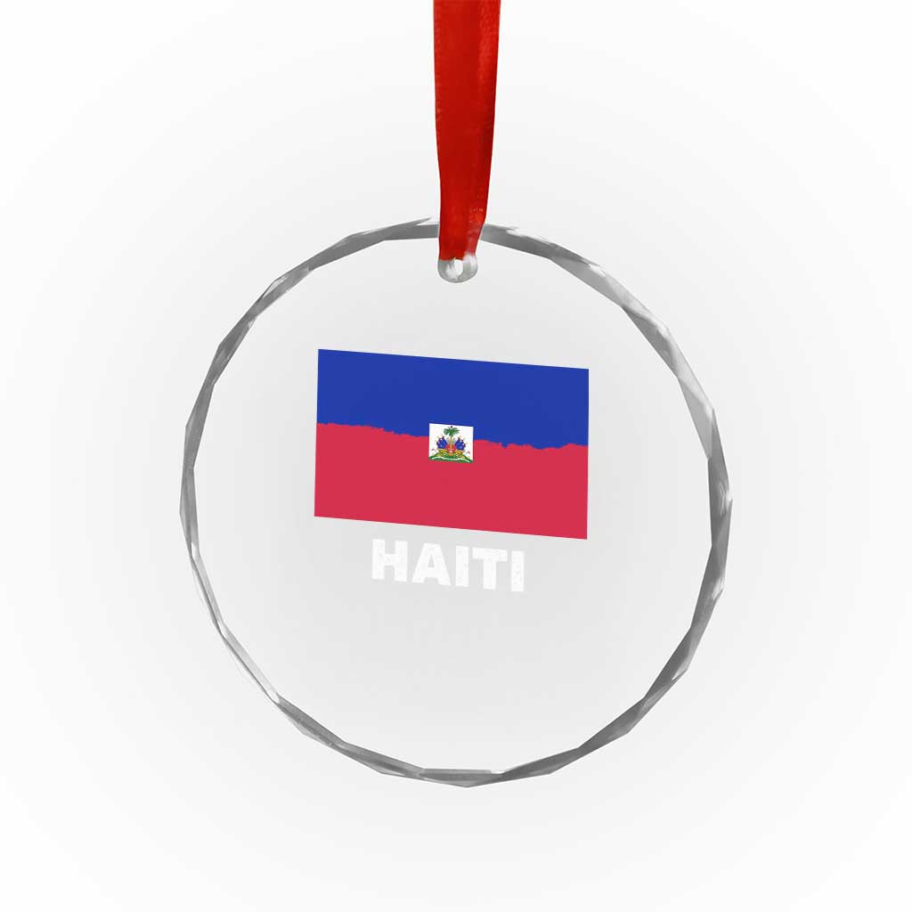 Vintage Distressed Haiti Flag Crystal Glass Ornament Haitian Heritage Pride