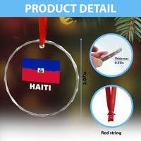 Vintage Distressed Haiti Flag Crystal Glass Ornament Haitian Heritage Pride