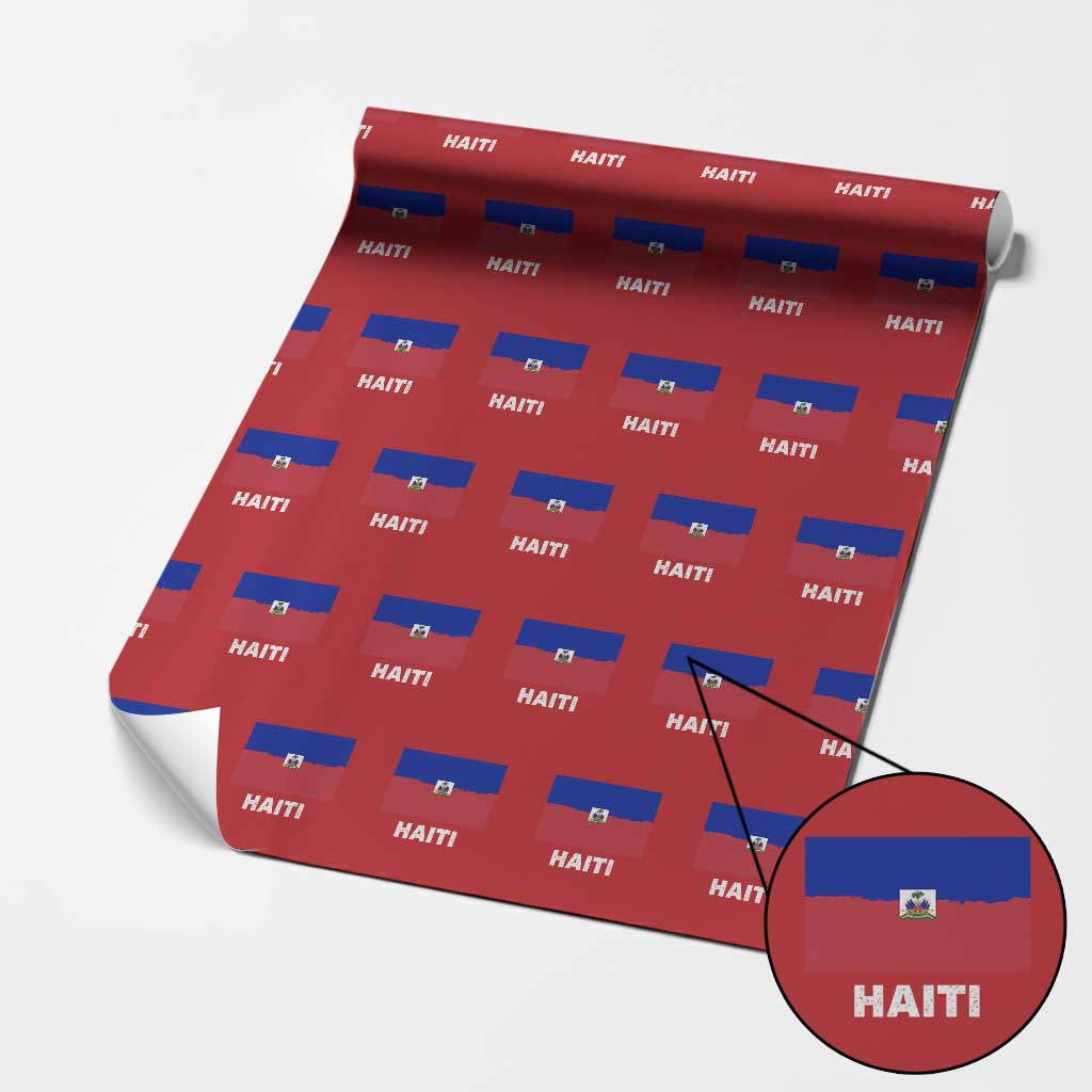 Vintage Distressed Haiti Flag Wrapping Paper Roll Haitian Heritage Pride