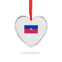 Vintage Distressed Haiti Flag Heart Crystal Glass Ornament Haitian Heritage Pride