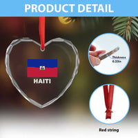 Vintage Distressed Haiti Flag Heart Crystal Glass Ornament Haitian Heritage Pride