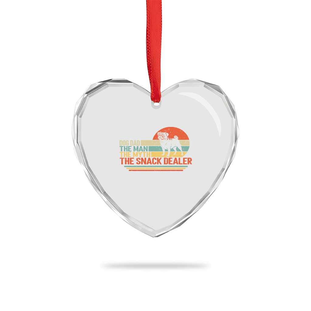 Vintage Dog Dad Heart Crystal Glass Ornament The Man The Myth The Snack Dealer