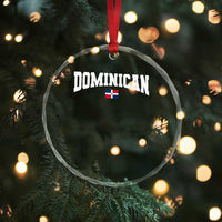 Vintage Dominican Republic Flag Crystal Glass Ornament Retro Varsity Caribbean Pride Heritage Gift