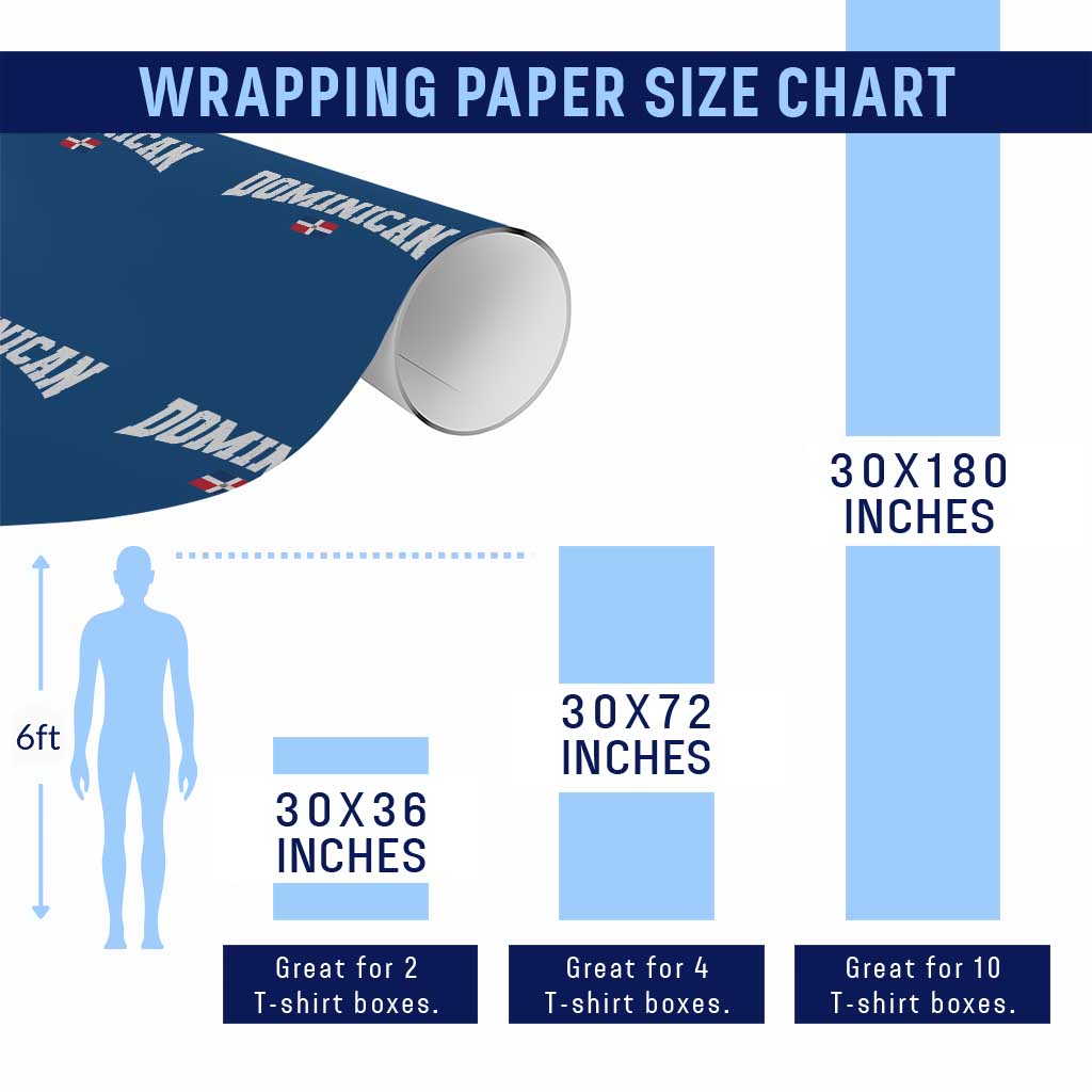 Vintage Dominican Republic Flag Wrapping Paper Roll Retro Varsity Caribbean Pride Heritage Gift