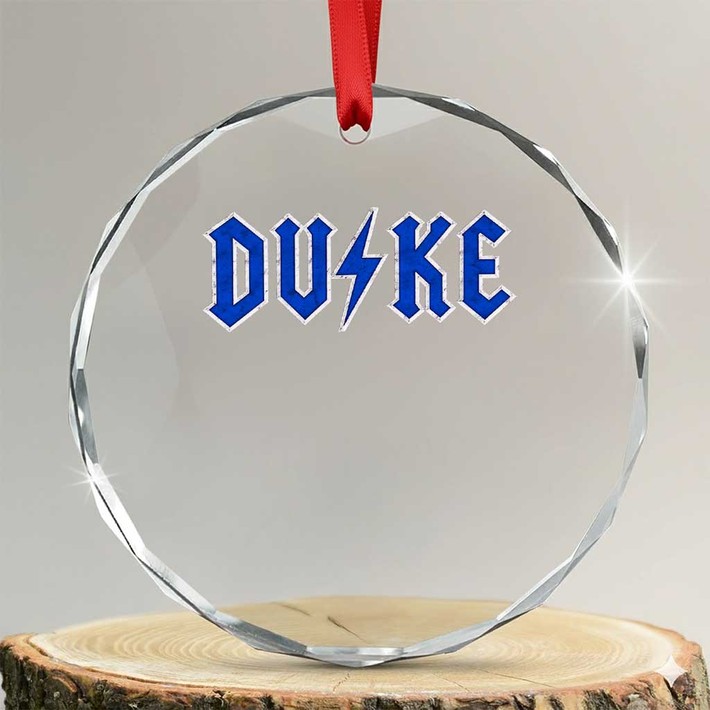 Vintage Duke Last Name Sports Style Crystal Glass Ornament Vintage Lightning Bold Gothic Font Graphic Basketball Fans