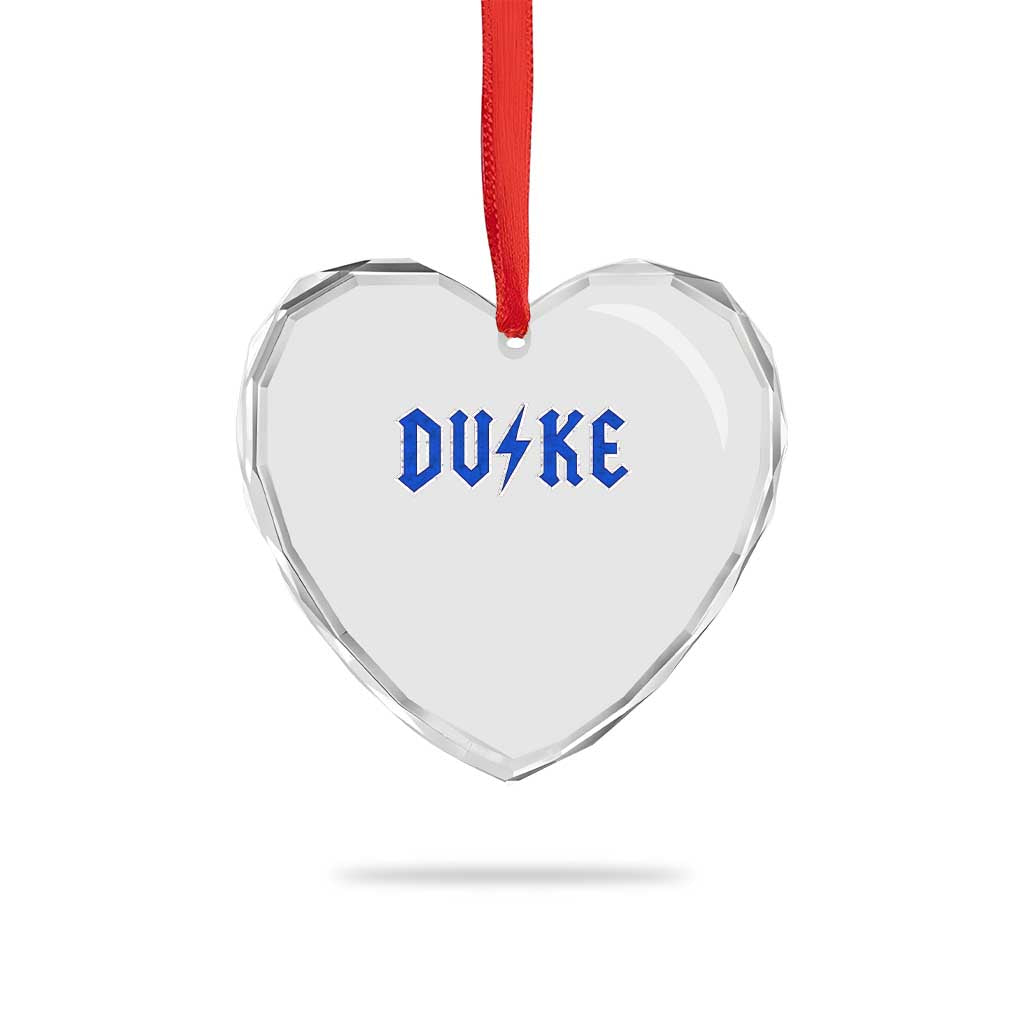 Vintage Duke Last Name Sports Style Heart Crystal Glass Ornament Vintage Lightning Bold Gothic Font Graphic Basketball Fans