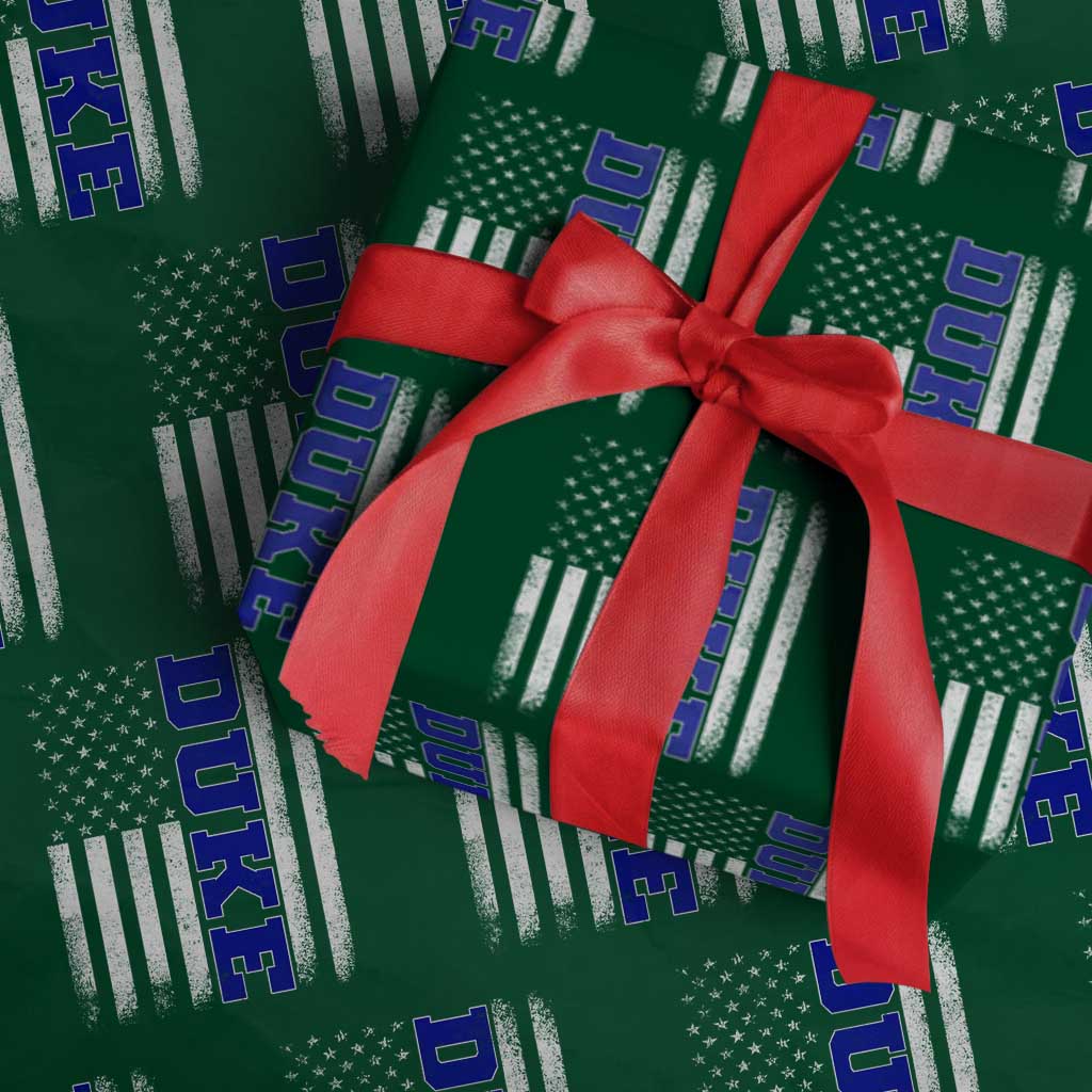 Vintage Duke Name American Flag Wrapping Paper Roll Retro Sport Basketball Fans