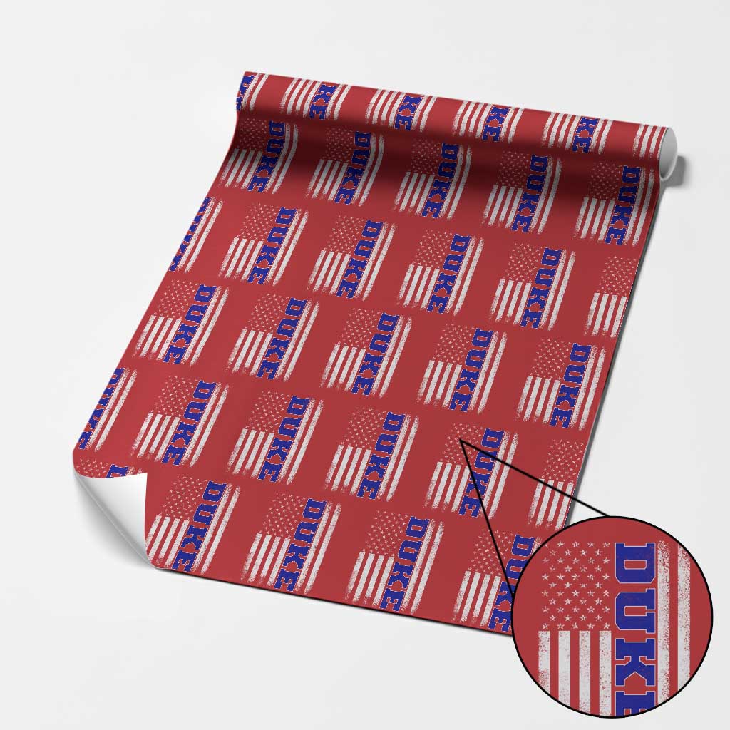 Vintage Duke Name American Flag Wrapping Paper Roll Retro Sport Basketball Fans