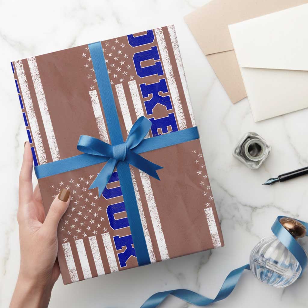 Vintage Duke Name American Flag Wrapping Paper Roll Retro Sport Basketball Fans