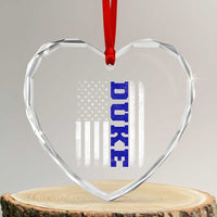 Vintage Duke Name American Flag Heart Crystal Glass Ornament Retro Sport Basketball Fans