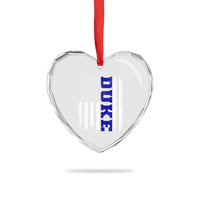 Vintage Duke Name American Flag Heart Crystal Glass Ornament Retro Sport Basketball Fans