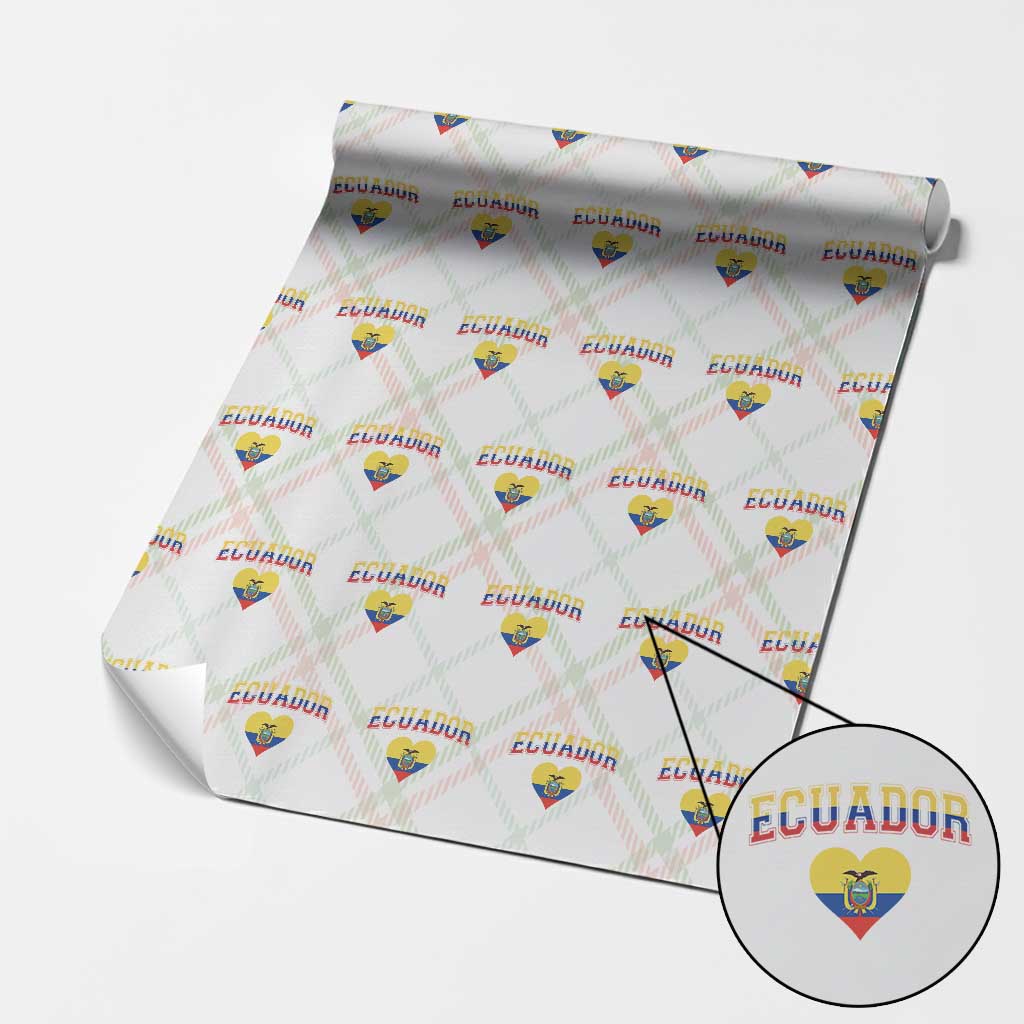 Vintage Ecuador Flag Heart Wrapping Paper Roll Proud Ecuadorian Heritage Gift