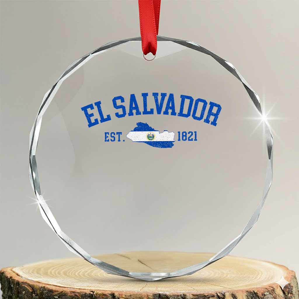 Vintage El Salvador Map Crystal Glass Ornament Salvadoran Independence Day Jersey Letters TS10