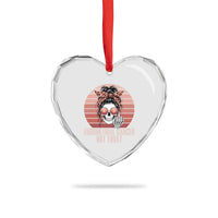 Vintage Endometrial Cancer Not Today Heart Crystal Glass Ornament Skeleton Warrior Fighter