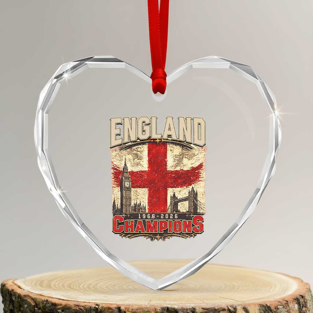 Vintage England Champions Heart Crystal Glass Ornament Proud Football Fan Heritage