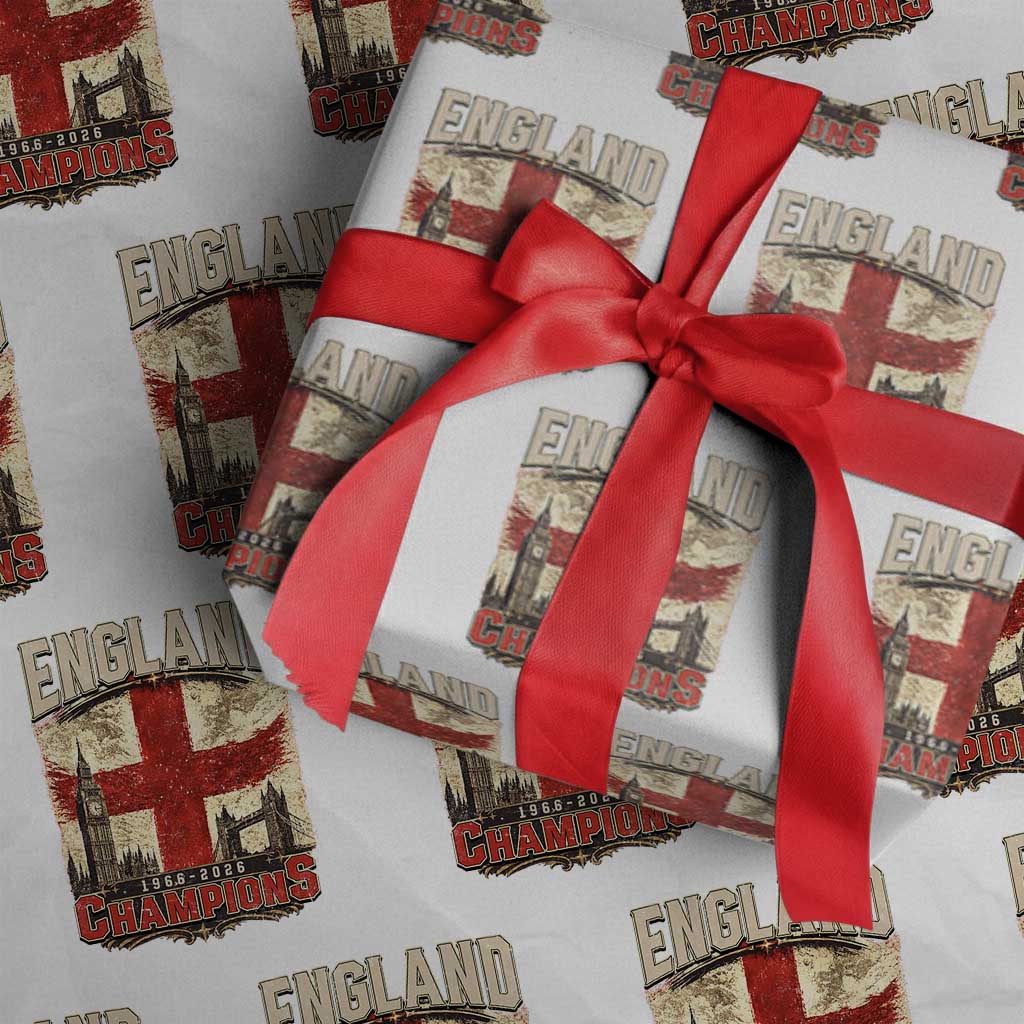 Vintage England Champions Wrapping Paper Roll Proud Football Fan Heritage