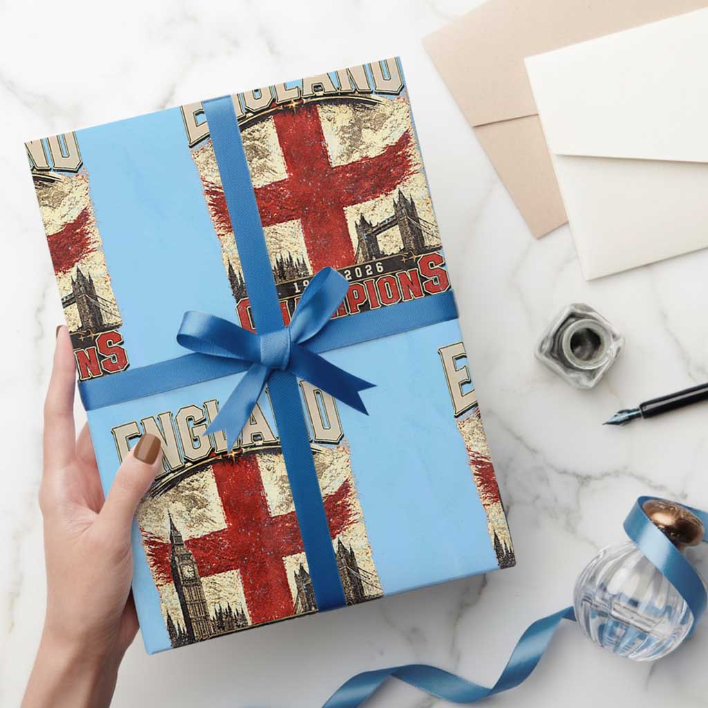 Vintage England Champions Wrapping Paper Roll Proud Football Fan Heritage