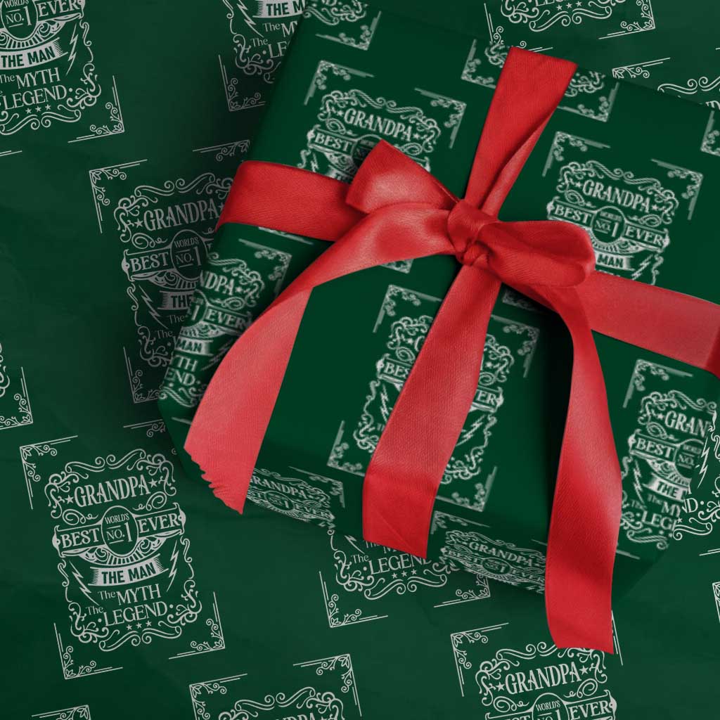 Vintage Fathers Day Gift For Grandpa Wrapping Paper Roll The Man The Myth The Legend