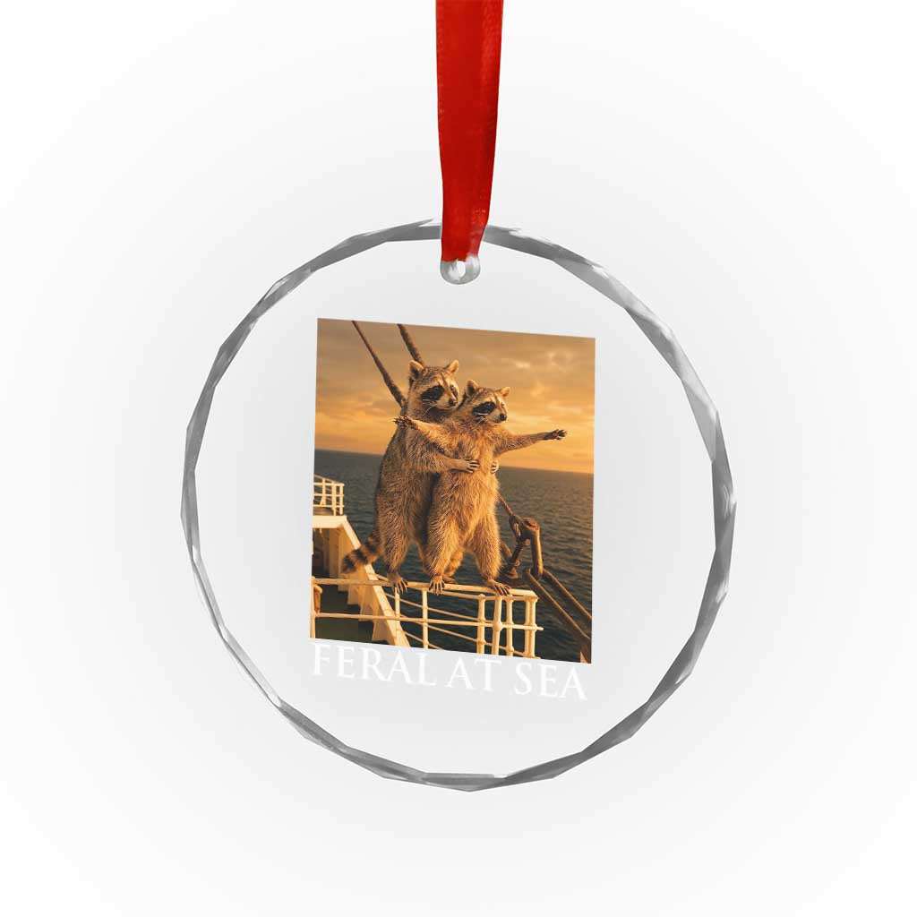 Vintage Feral At Sea Cruise Crystal Glass Ornament Funny Raccoon Parody Movie