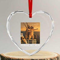 Vintage Feral At Sea Cruise Heart Crystal Glass Ornament Funny Raccoon Parody Movie