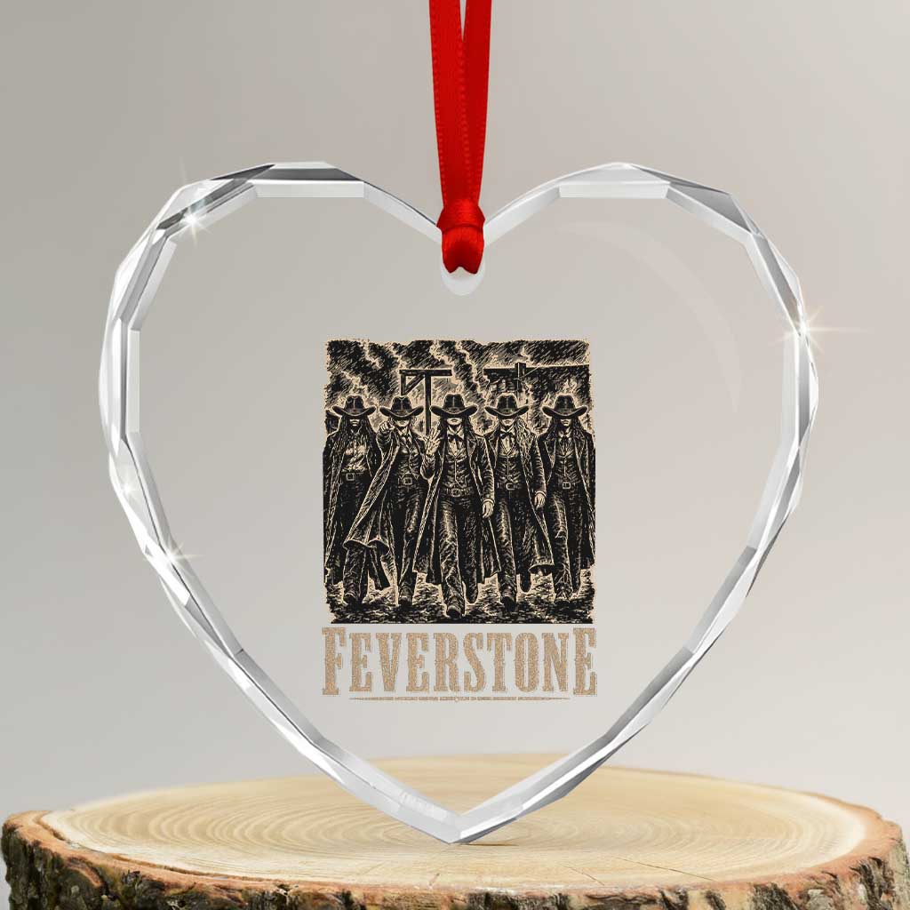 Vintage Feverstone Cowgirls Wild West Outlaw Legends Heart Crystal Glass Ornament