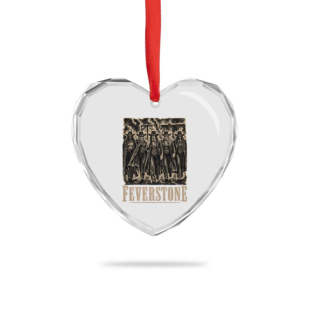 Vintage Feverstone Cowgirls Wild West Outlaw Legends Heart Crystal Glass Ornament