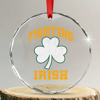 Vintage Fighting Irish Crystal Glass Ornament Retro History Gold Shamrock