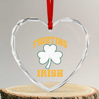 Vintage Fighting Irish Heart Crystal Glass Ornament Retro History Gold Shamrock