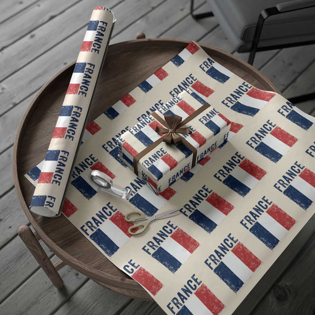 Vintage France Flag Distressed French Pride Patriotic Soccer Fan Graphic Wrapping Paper Roll